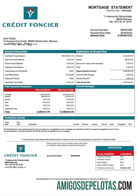 para download Monaco Credit Foncier De Monaco Declaração de hipoteca Word e modelo PDF